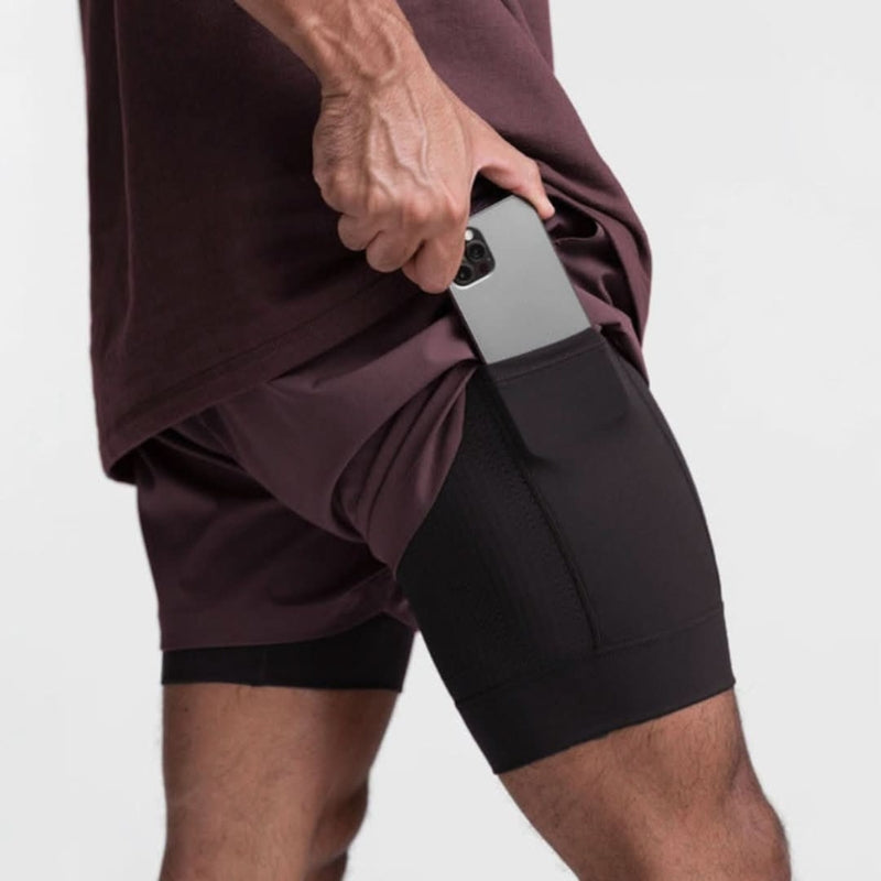 Men's Breathable 2-in-1 Training Shorts with Inner Shorts