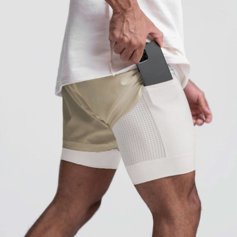 Men's Breathable 2-in-1 Training Shorts with Inner Shorts