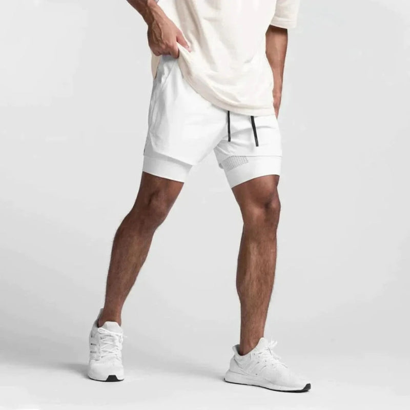 Men's Breathable 2-in-1 Training Shorts with Inner Shorts