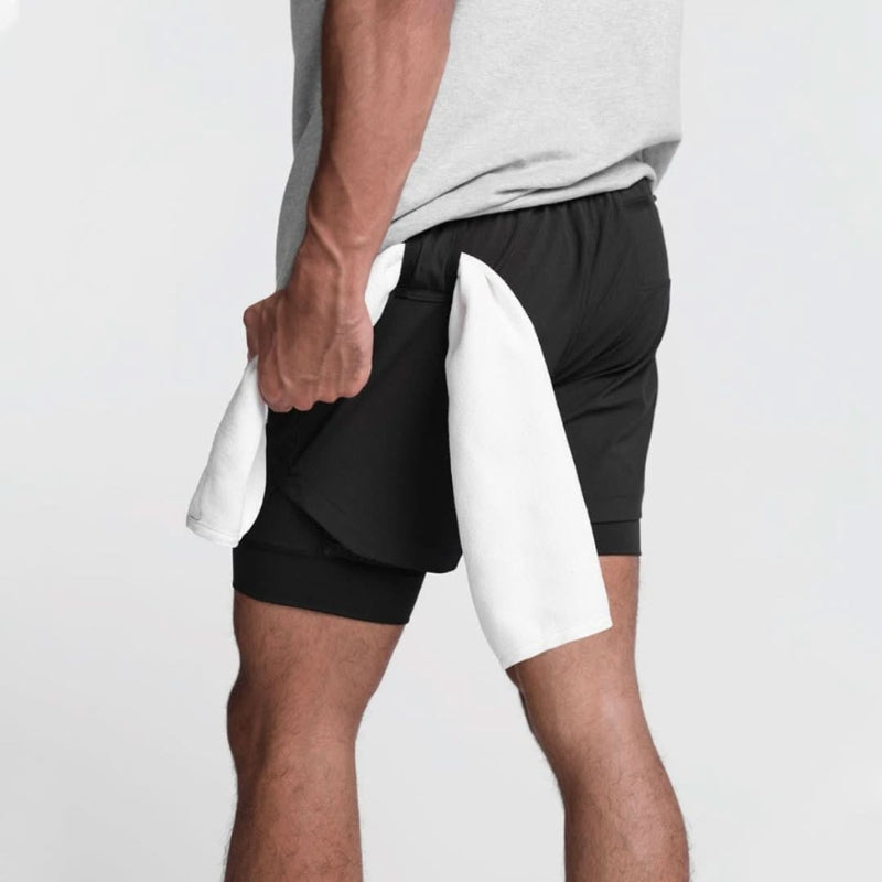 Men's Breathable 2-in-1 Training Shorts with Inner Shorts
