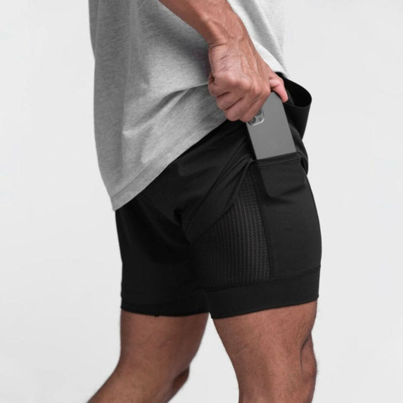 Men's Breathable 2-in-1 Training Shorts with Inner Shorts