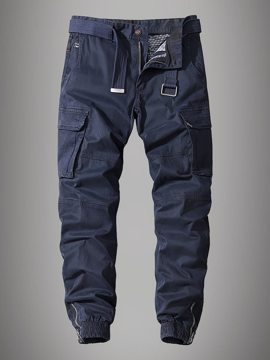 Men's Cargo Joggers – Stylish Embroidered Multi-Pocket Pants