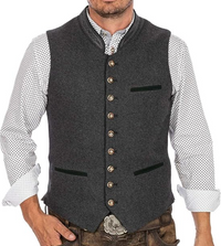 Men's Grey Traditional Tracht Vest - Classically Elegant and Versatile