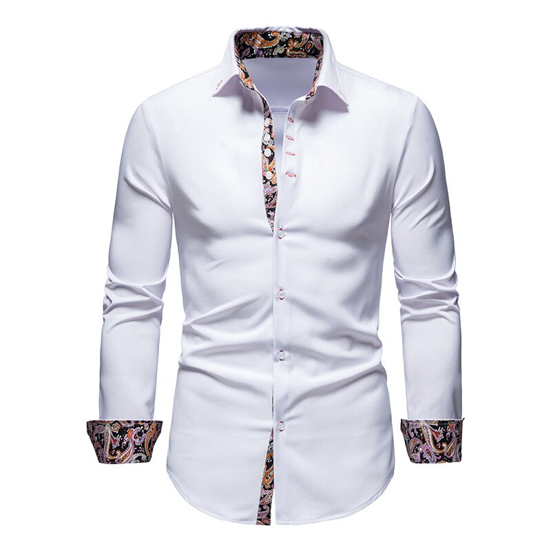 Men's Long-Sleeve Paisley Pattern Dress & Casual Shirt