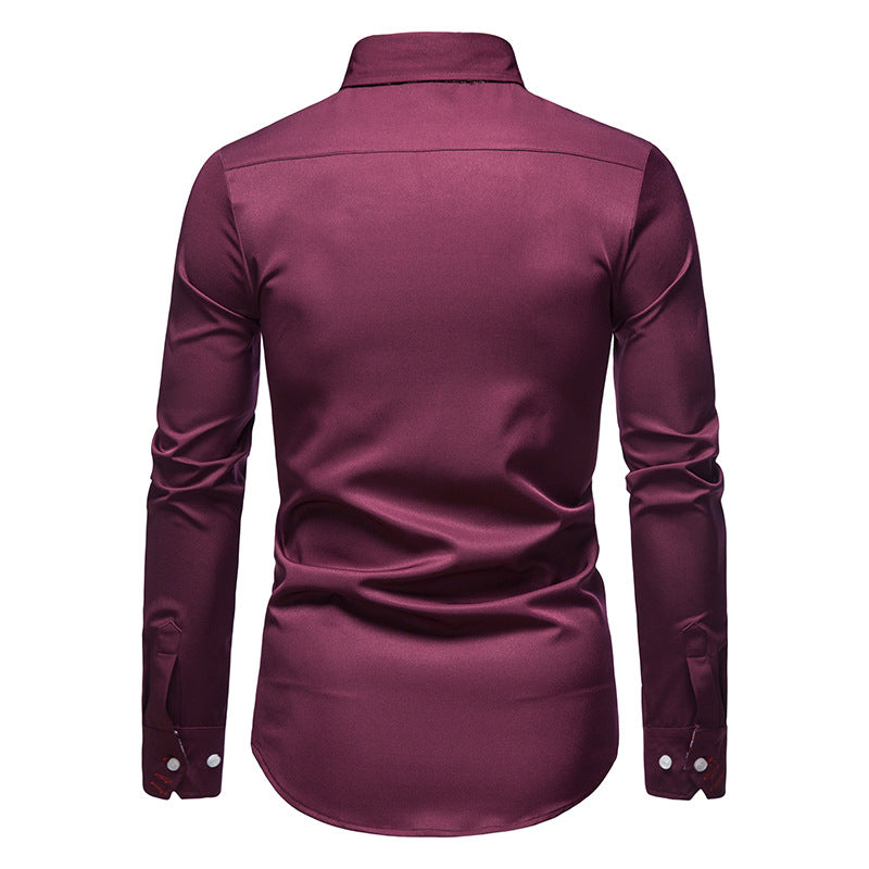 Men's Long-Sleeve Paisley Pattern Dress & Casual Shirt
