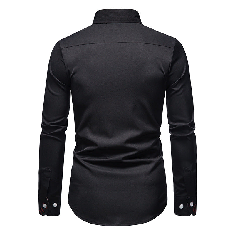 Men's Long-Sleeve Paisley Pattern Dress & Casual Shirt