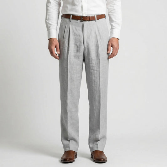 Men's Pleated Straight-Leg Trousers