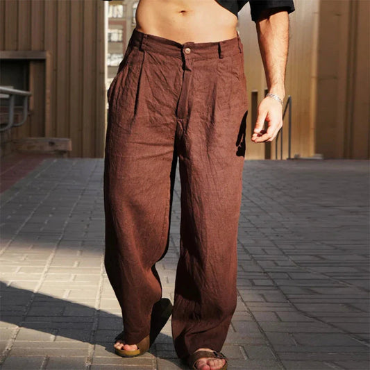 Men's Pleated Wide-Leg Pants