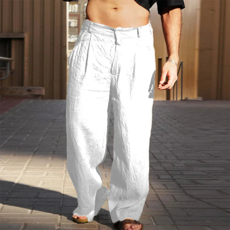 Men's Pleated Wide-Leg Pants