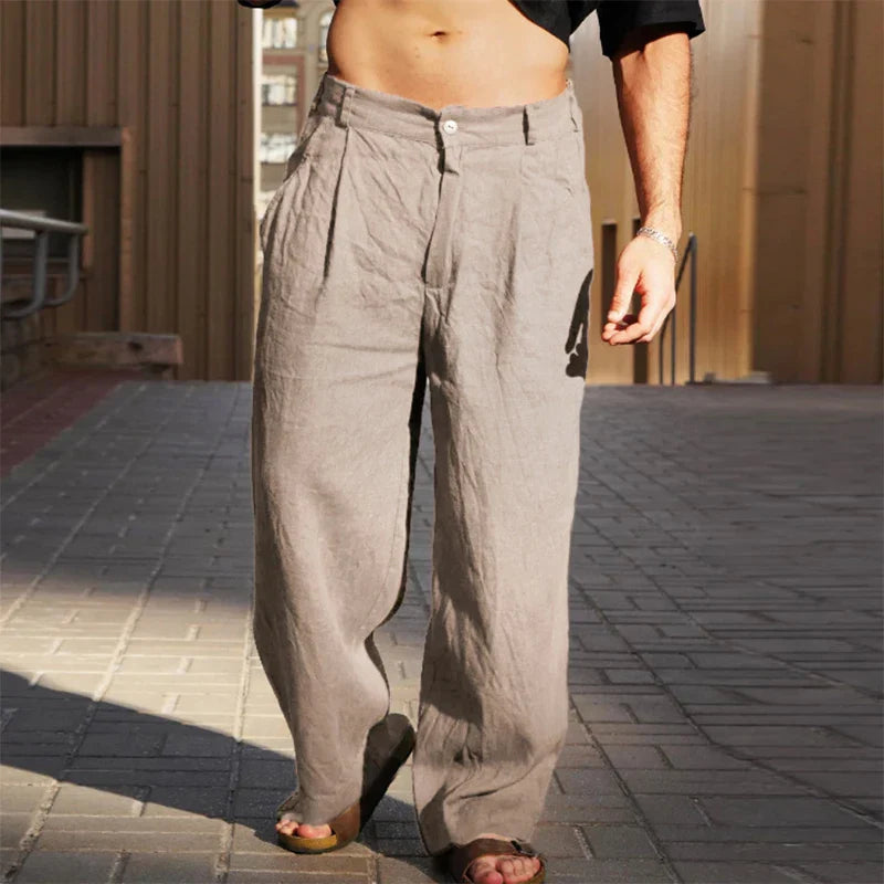 Men's Pleated Wide-Leg Pants