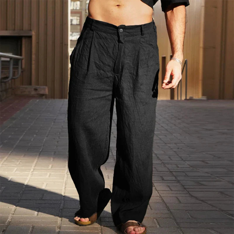 Men's Pleated Wide-Leg Pants