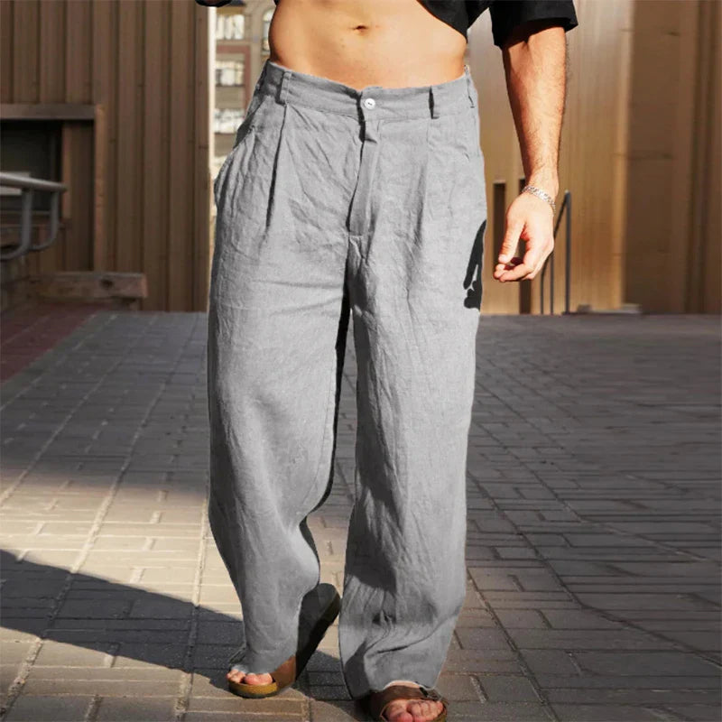 Men's Pleated Wide-Leg Pants