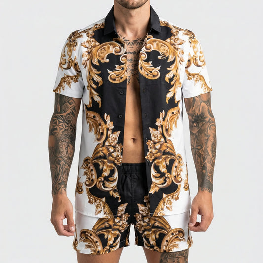 Men's Printed Relaxed-Fit Two-Piece Summer Set