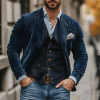 Men's Retro Blazer & Vest Set – Stylish & Versatile