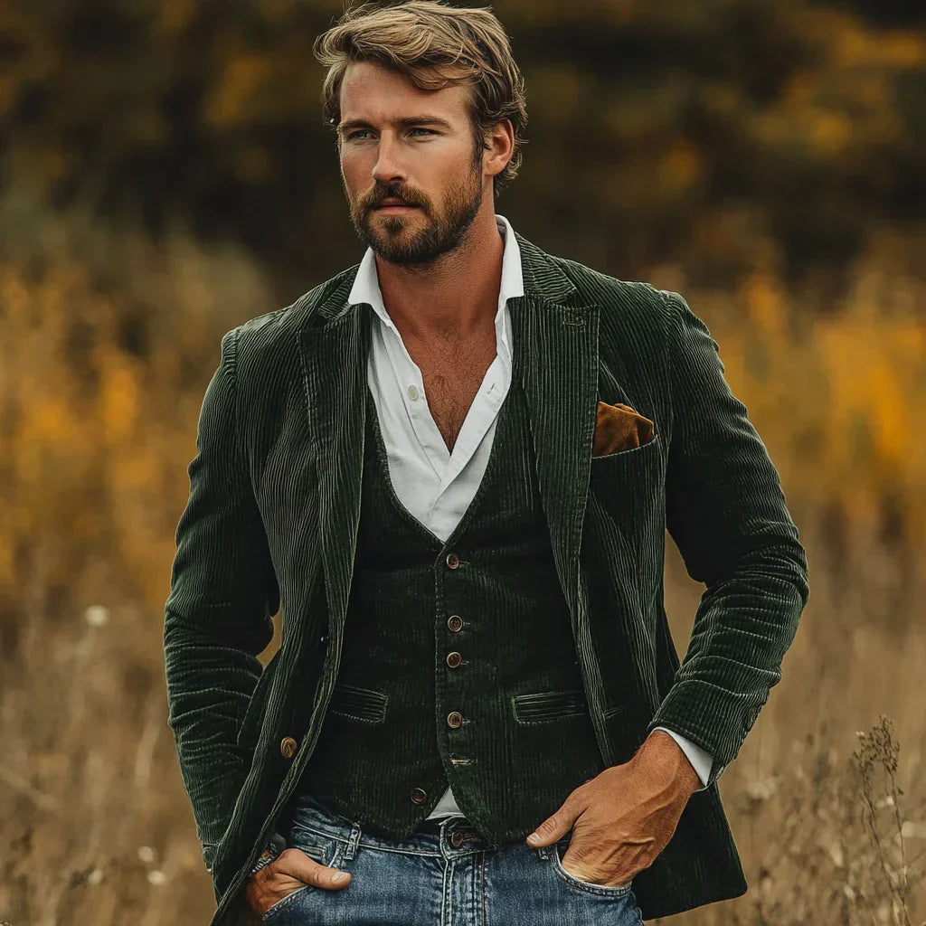 Men's Retro Blazer & Vest Set – Stylish & Versatile