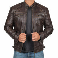 Men's Rugged Biker Jacket with Zip Pockets