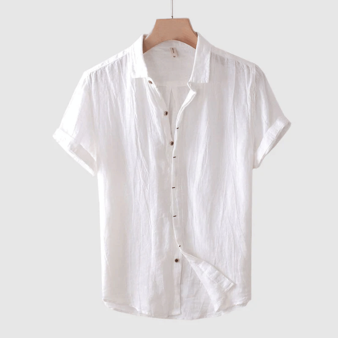 Men's Short Sleeve Shirt with Turned-Up Cuffs