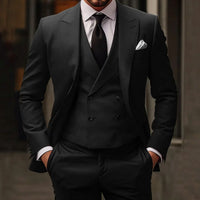 Men's Slim Fit Three-Piece Suit Set with Tailored Jacket, Vest and Trousers