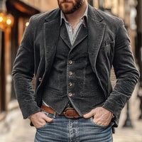 Men's Vintage Blazer and Waistcoat Two-Piece Set
