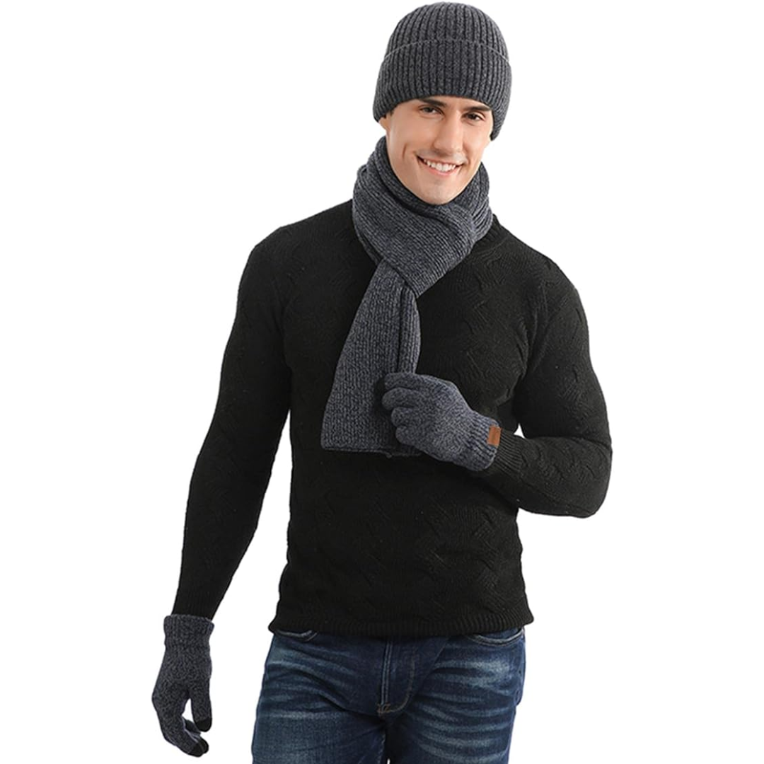 Men's Winter Beanie and Gloves Set