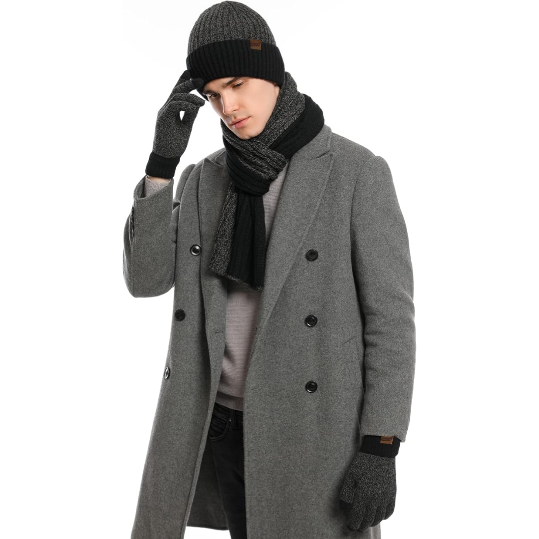 Men's Winter Beanie and Gloves Set