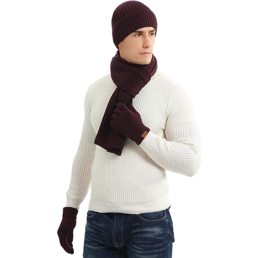 Men's Winter Beanie and Gloves Set