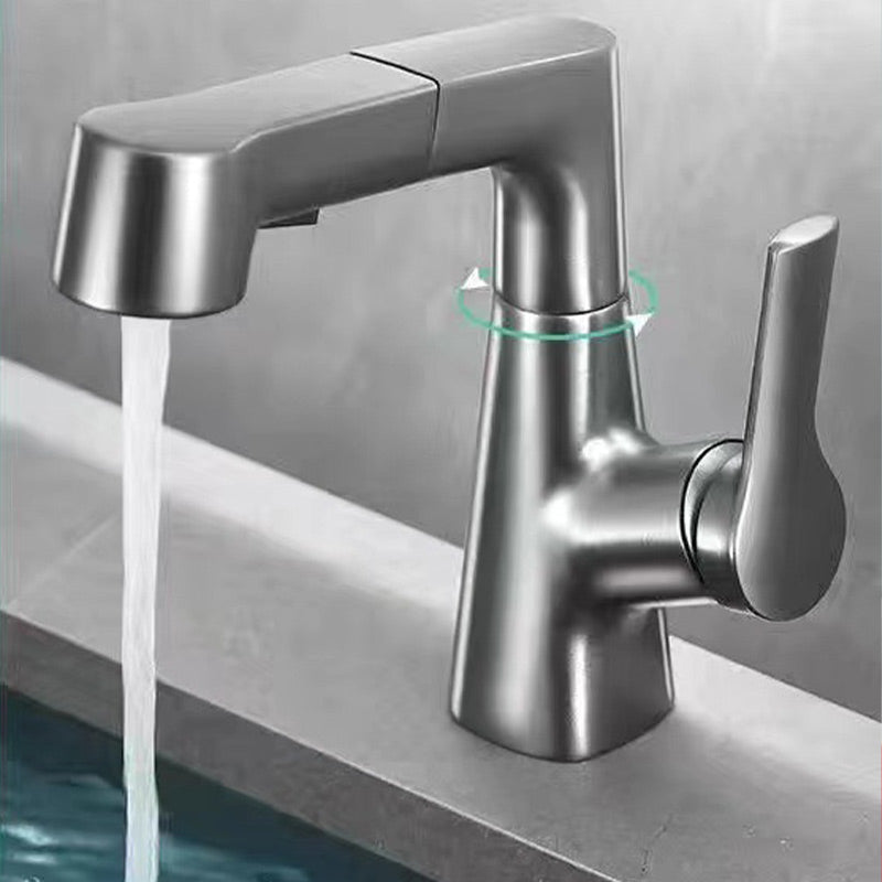 Modern Bathroom Basin Mixer Tap with Pull-Out Spray Head – 360° Swivel & Dual-Mode Water Flow
