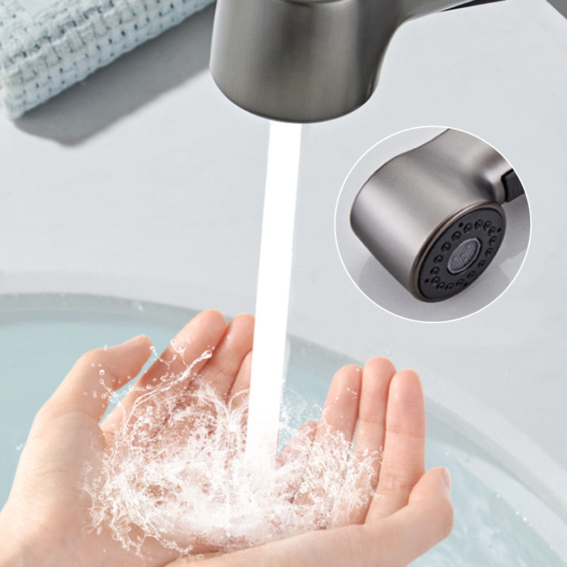 Modern Bathroom Basin Mixer Tap with Pull-Out Spray Head – 360° Swivel & Dual-Mode Water Flow