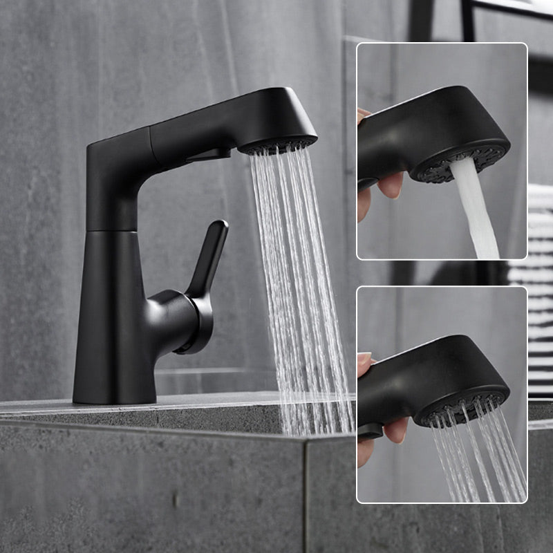 Modern Bathroom Basin Mixer Tap with Pull-Out Spray Head – 360° Swivel & Dual-Mode Water Flow