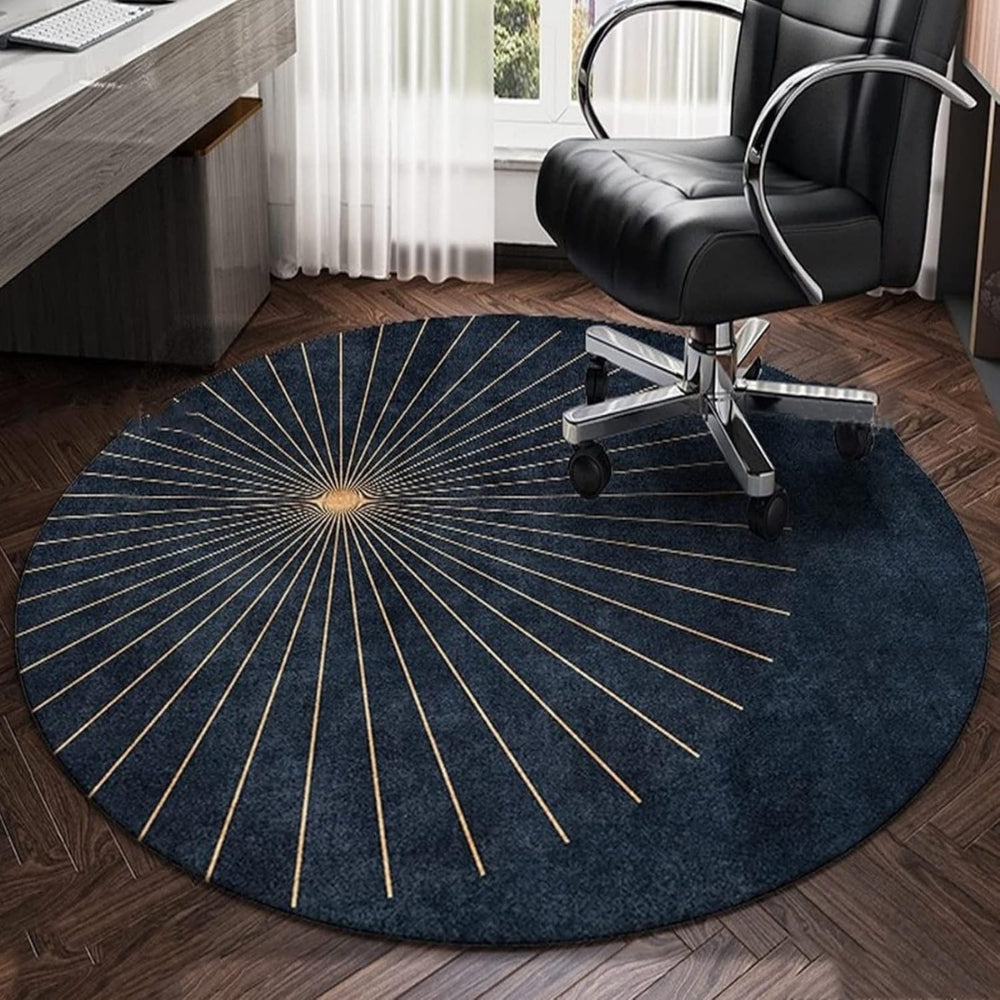 Modern Glam Round Rug with Radiating Lines