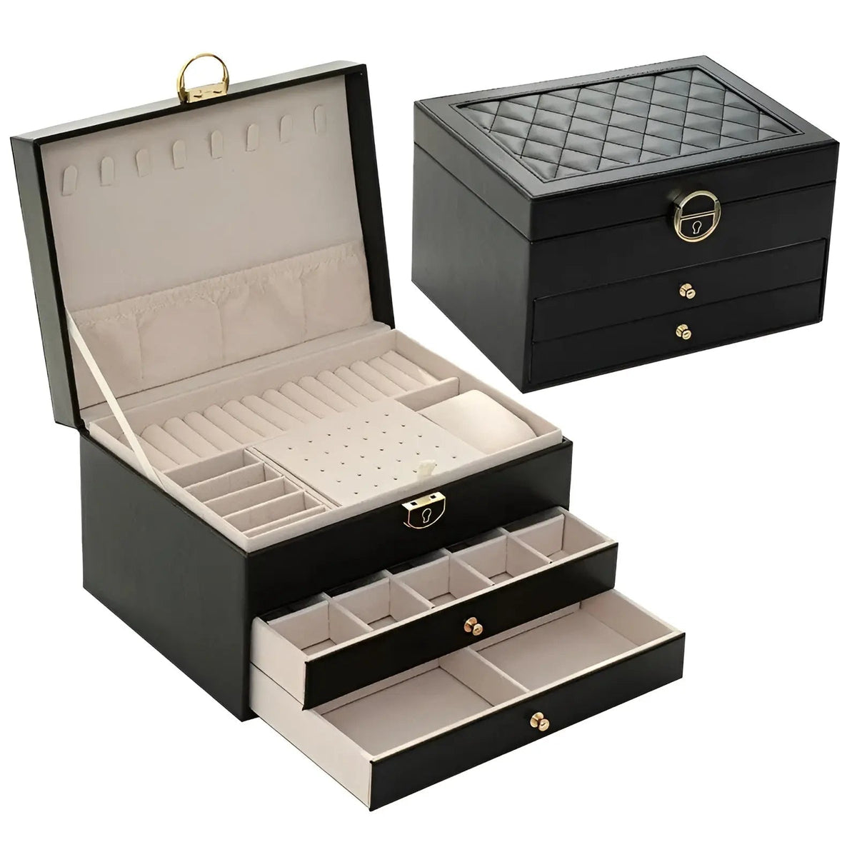 Multi-Layer PU Leather Jewellery Organiser Box