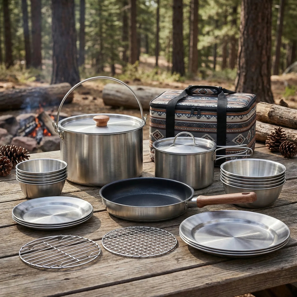 Multi-Piece Outdoor Camping Cookware Set