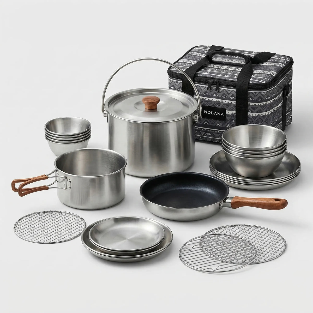Multi-Piece Outdoor Camping Cookware Set