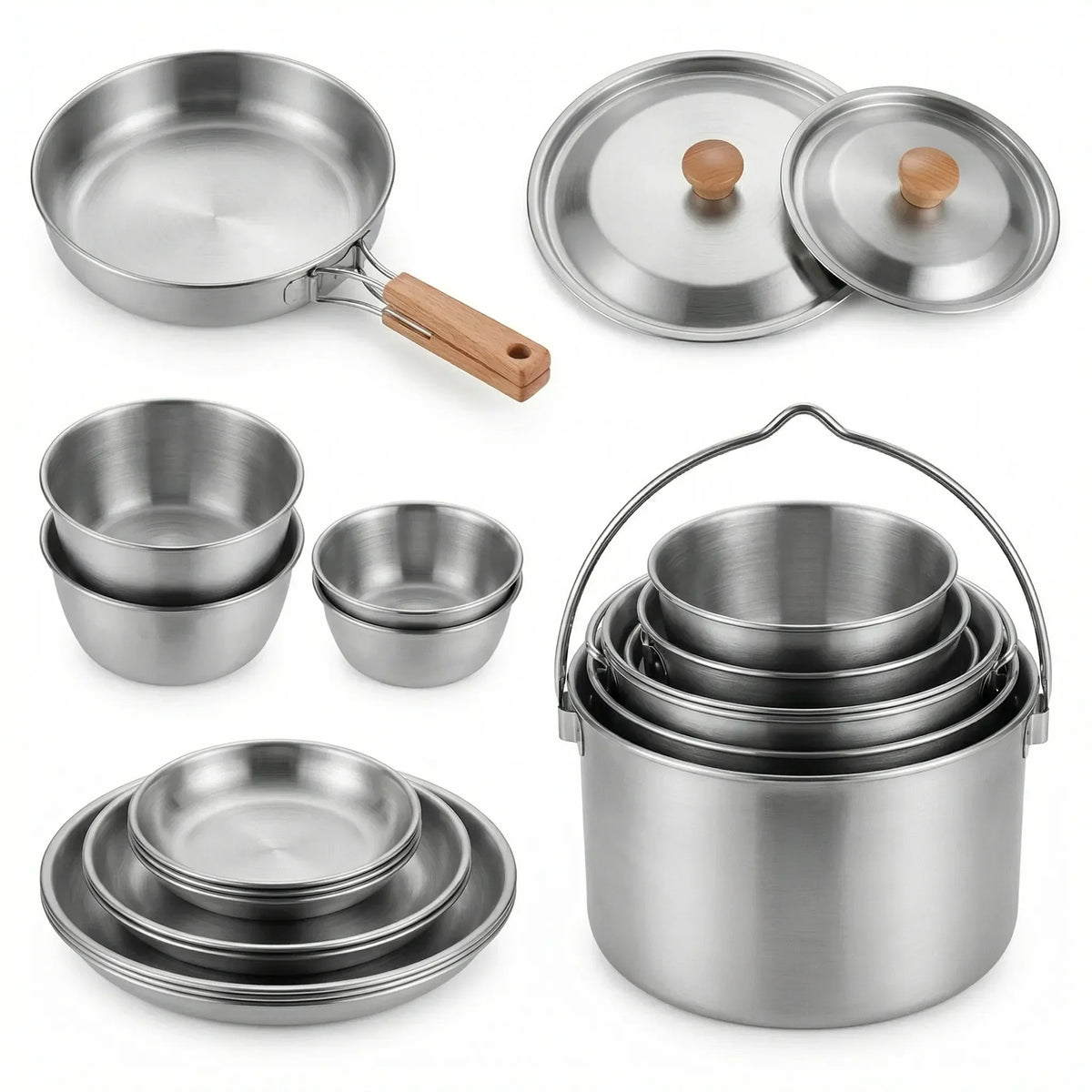 Multi-Piece Outdoor Camping Cookware Set