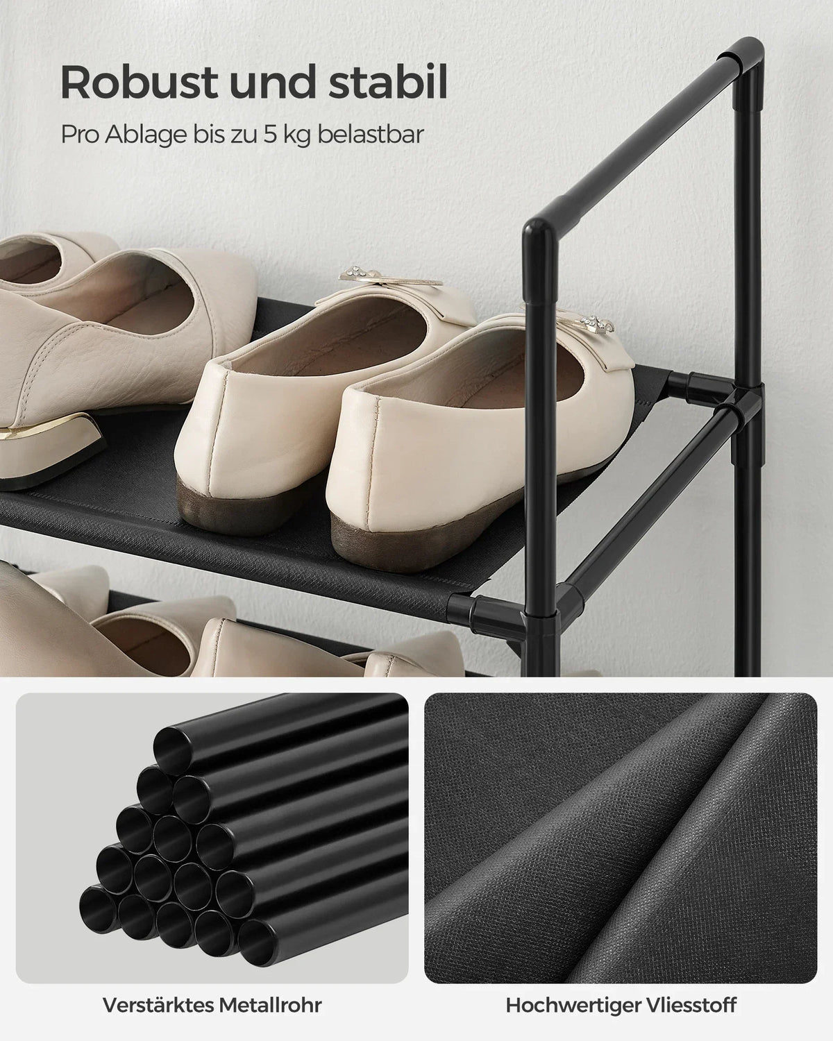 Narrow Metal Shoe Rack - Space-Saving Shoe Storage