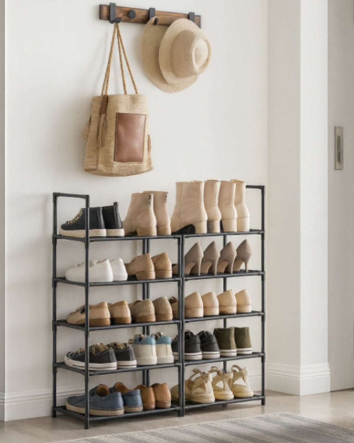 Narrow Metal Shoe Rack - Space-Saving Shoe Storage