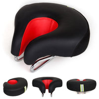 Noseless Mountain Bike Saddle with Thick Soft Padding - Red