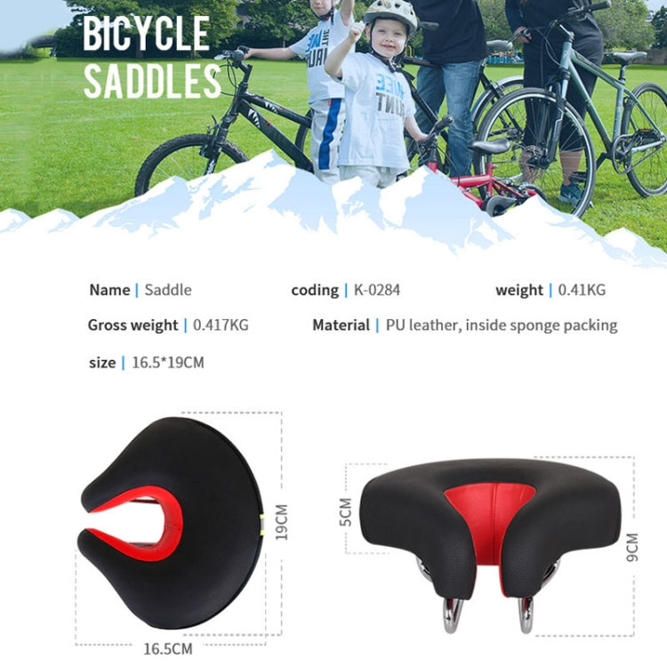 Noseless Mountain Bike Saddle with Thick Soft Padding - Red
