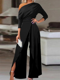 One-Shoulder Ruched Jumpsuit