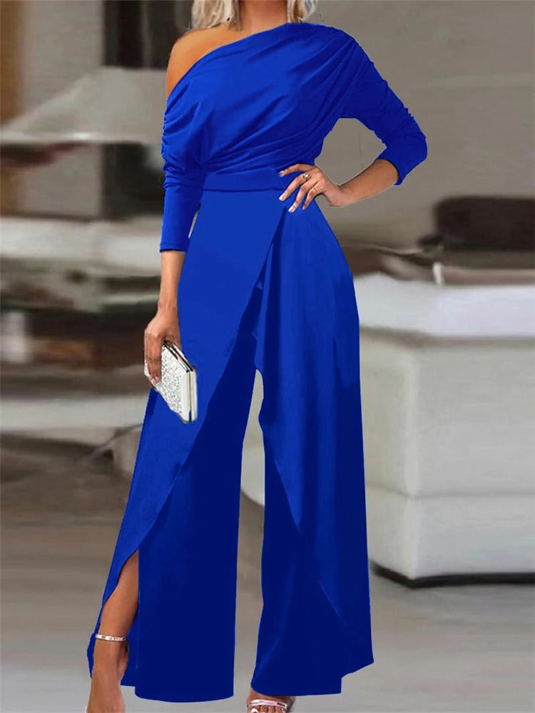 One-Shoulder Ruched Jumpsuit