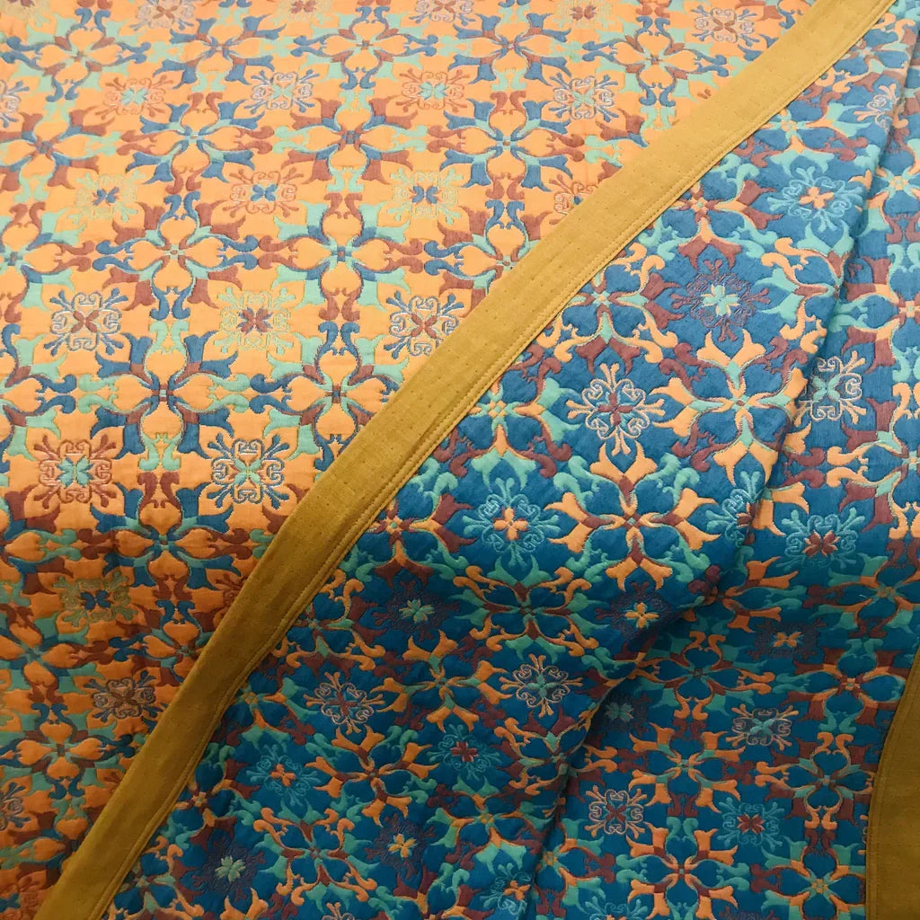 Orange and Blue Pattern Six-Layer Cotton Quilt