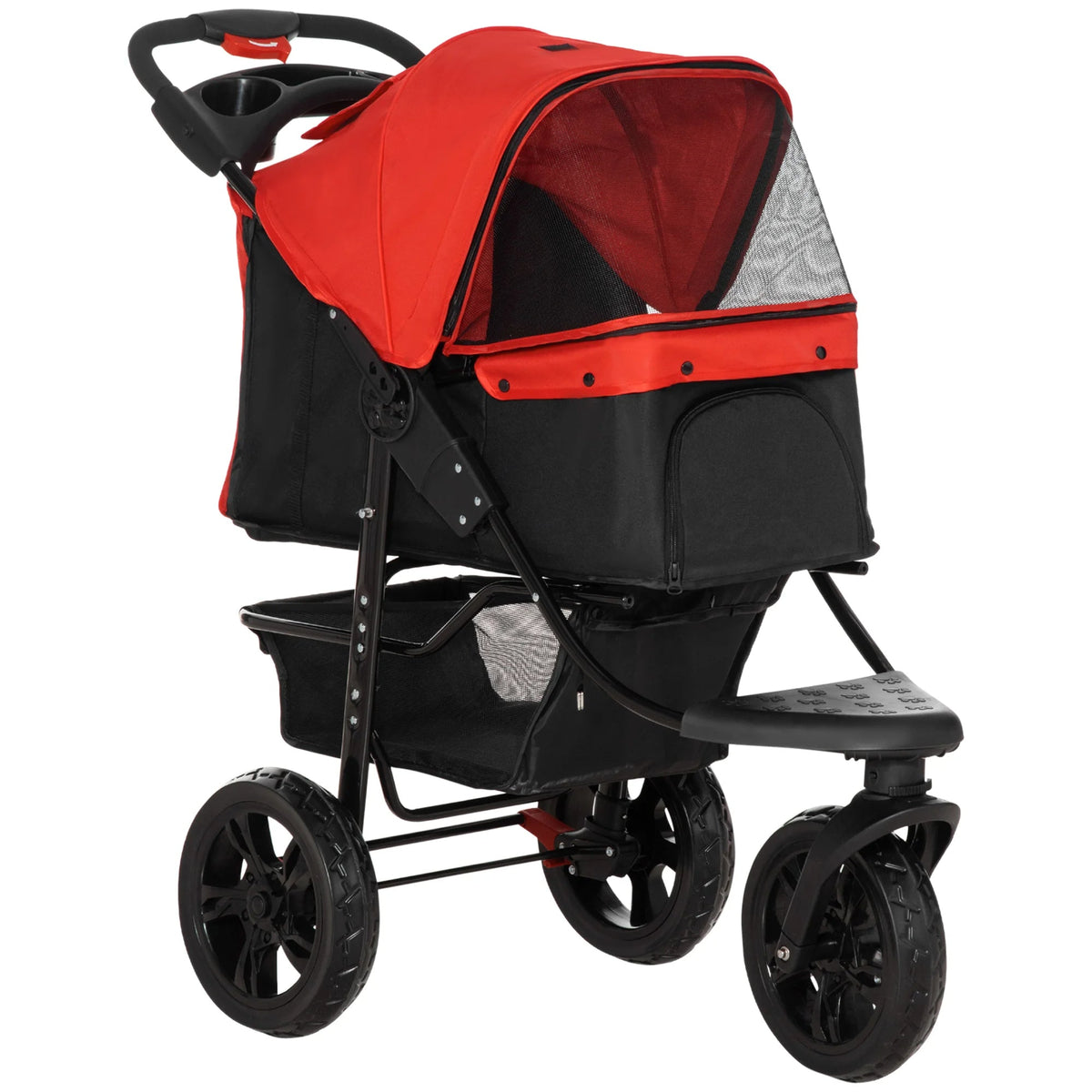Outdoor Adventure Dog Stroller with Wheels and Storage