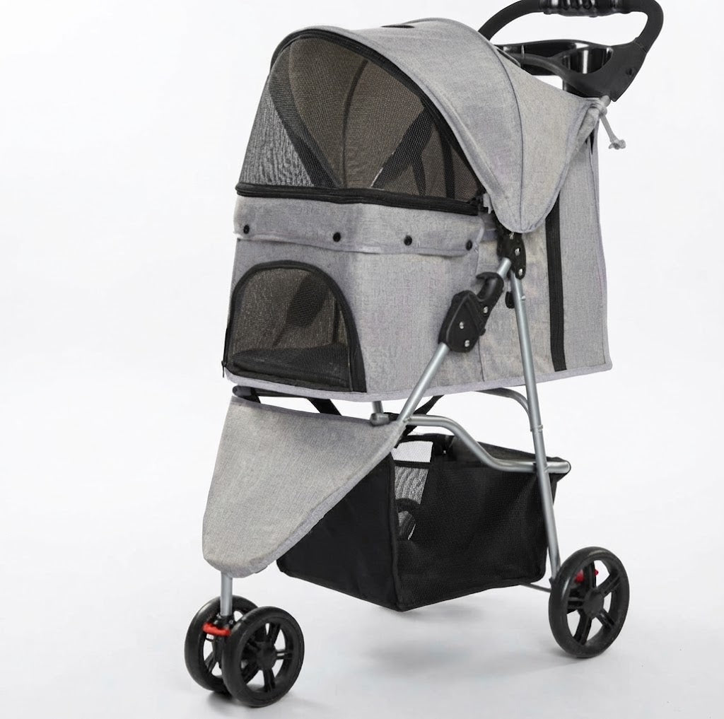 Outdoor Adventure Dog Stroller with Wheels and Storage