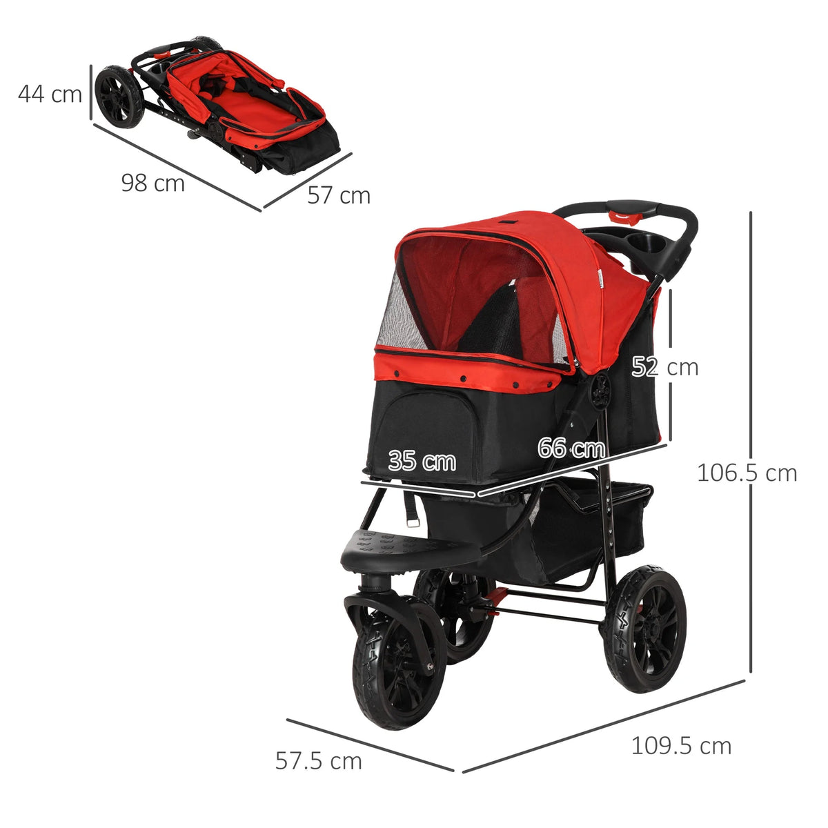 Outdoor Adventure Dog Stroller with Wheels and Storage
