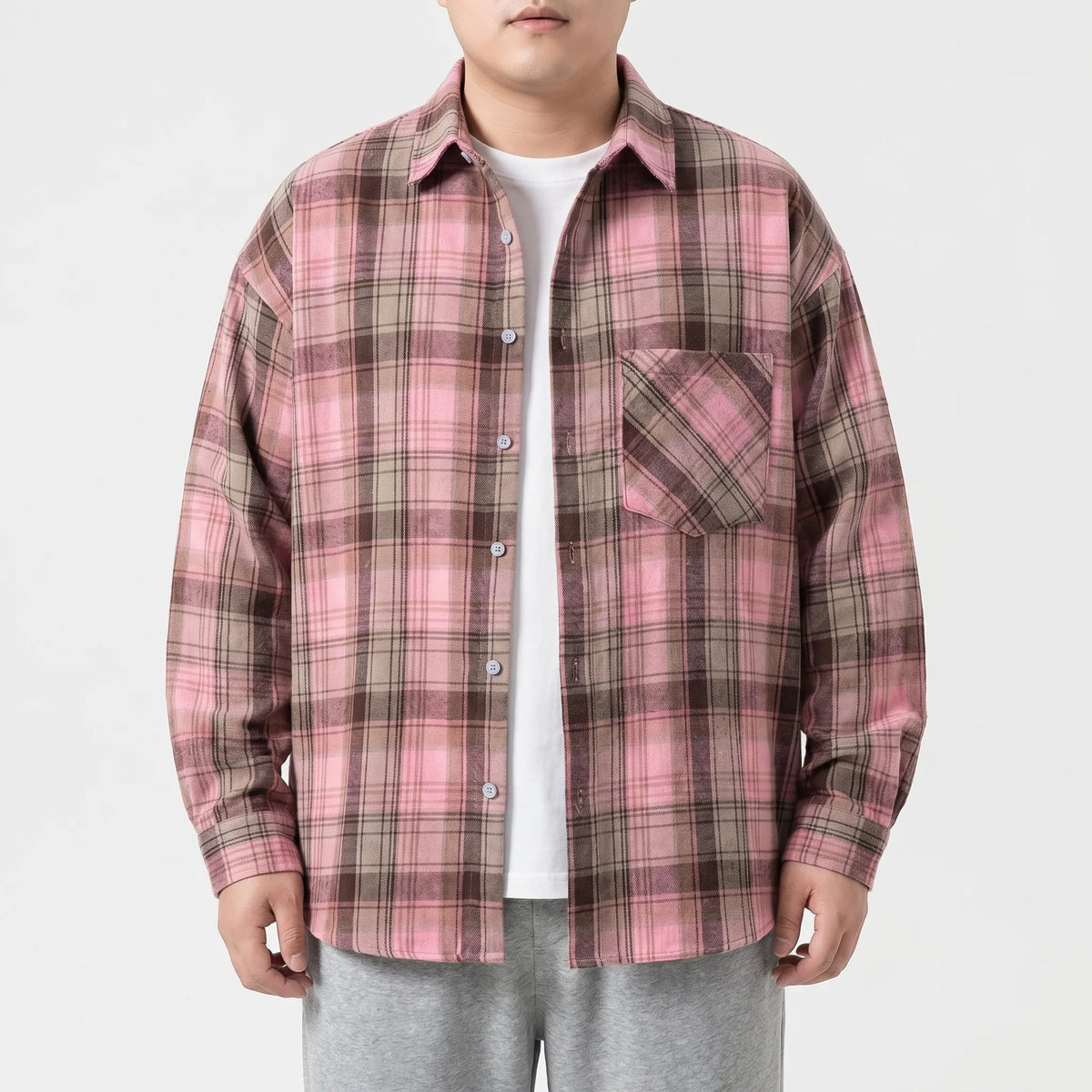 Oversized Plaid Long-Sleeve Shirt