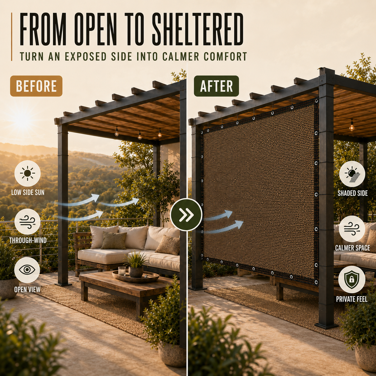Pergola Side Panel - Gazebo Side Wall Privacy & Sun Screen