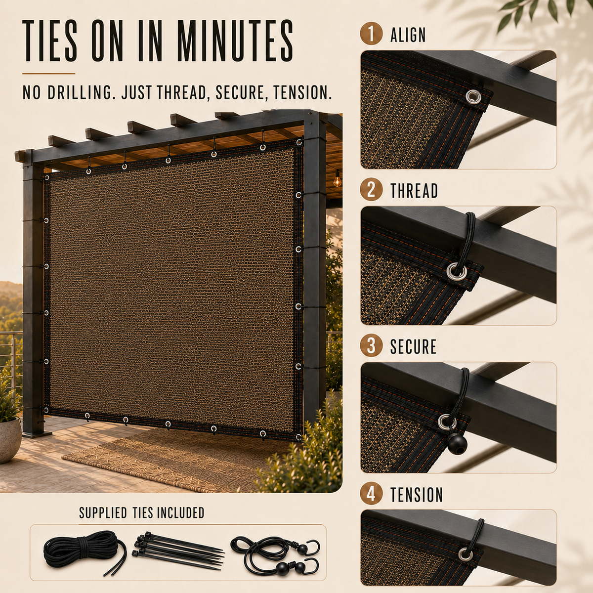 Pergola Side Panel - Gazebo Side Wall Privacy & Sun Screen