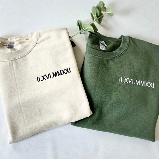 Personalised Couples' Clothing with Roman Numeral Date