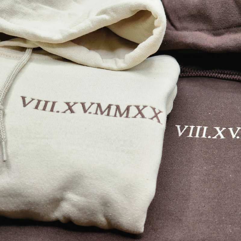 Personalised Couples' Clothing with Roman Numeral Date