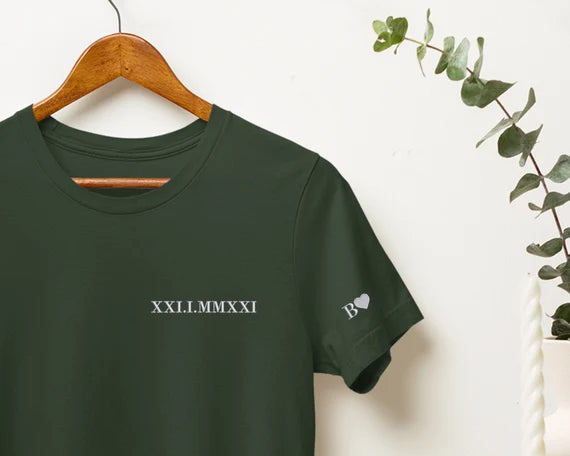 Personalised Couples' Clothing with Roman Numeral Date